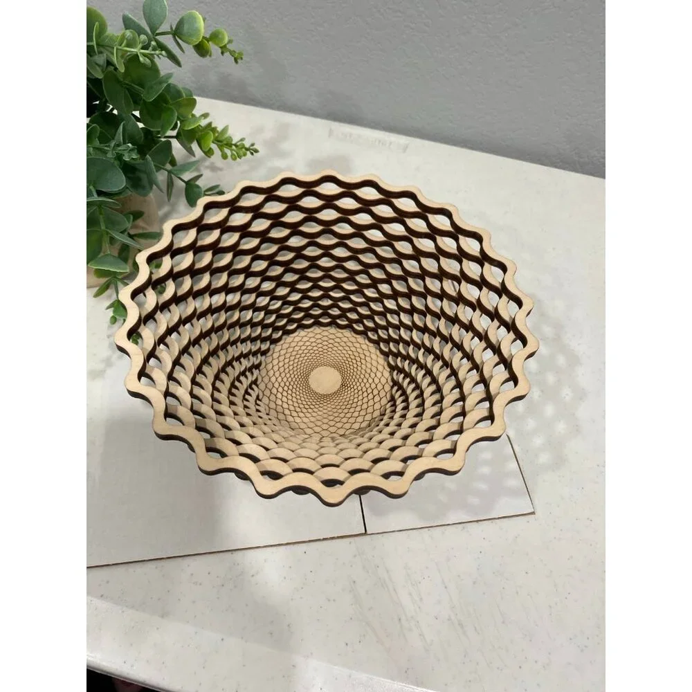 Baltic by Design Laser Cut Intricate Cut Decorative Wood Basket